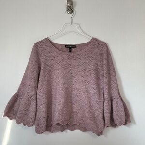 Derek Heart Bell Sleeve Boho Romantic Sweater in Rose Size Medium